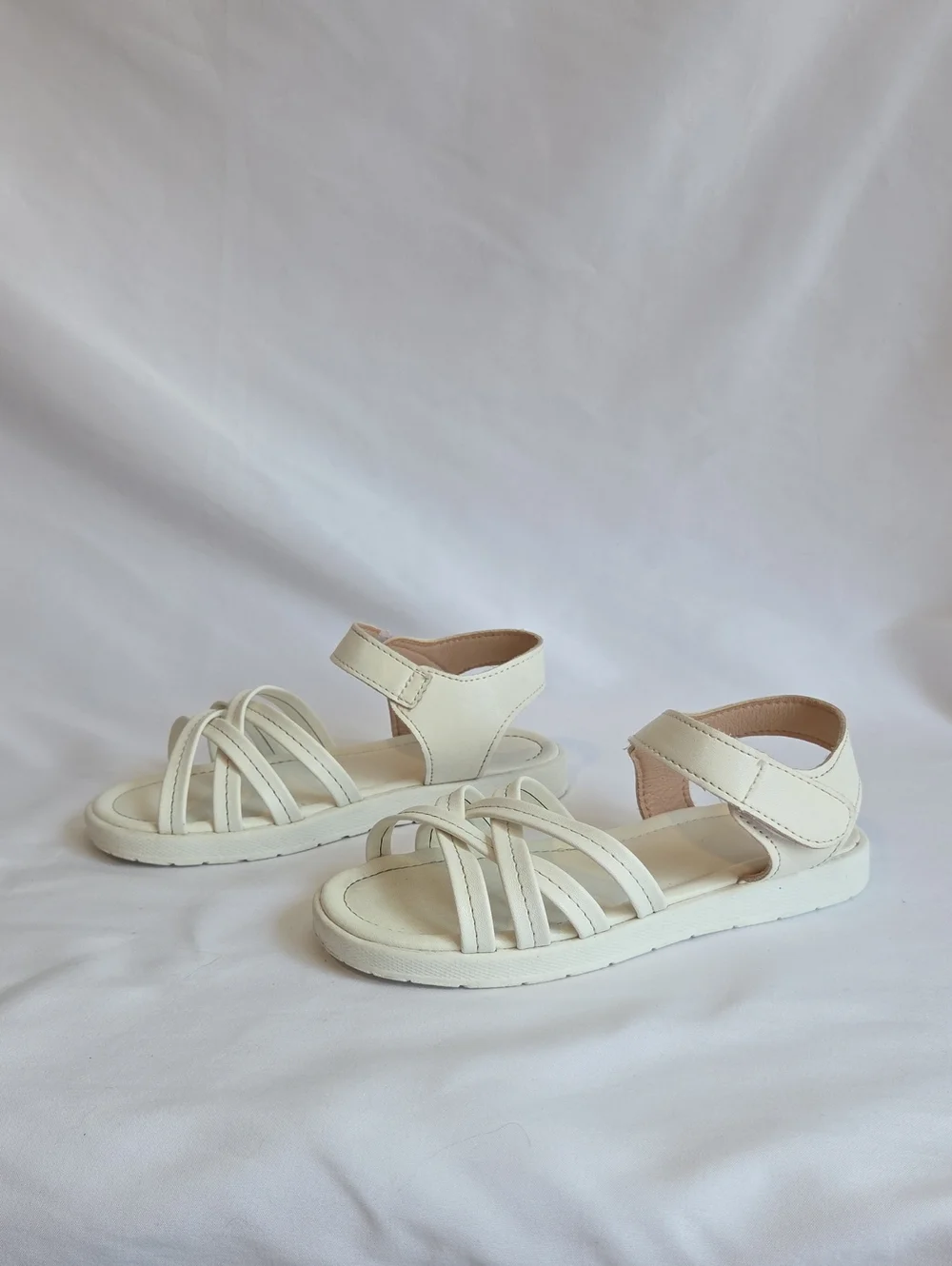 Kids White Strappy Comfort Sandals